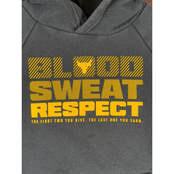 Project Rock Under Armour Pullover Hoodie Black Gold Youth XS Dwayne Johnson Kid - Picture 7 of 9